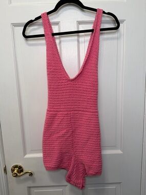 Free People FP Beach Crochet Knit Romper Sleeveless Coverup Playsuit Size Small